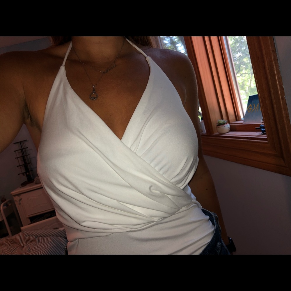 Never Worn SHEIN Wrapped Bodysuit, White, Medium
